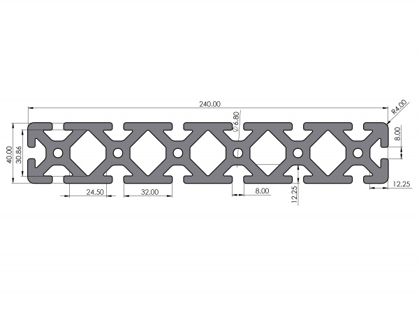 Aluminum profile 240x28 groove 8 heavy I type